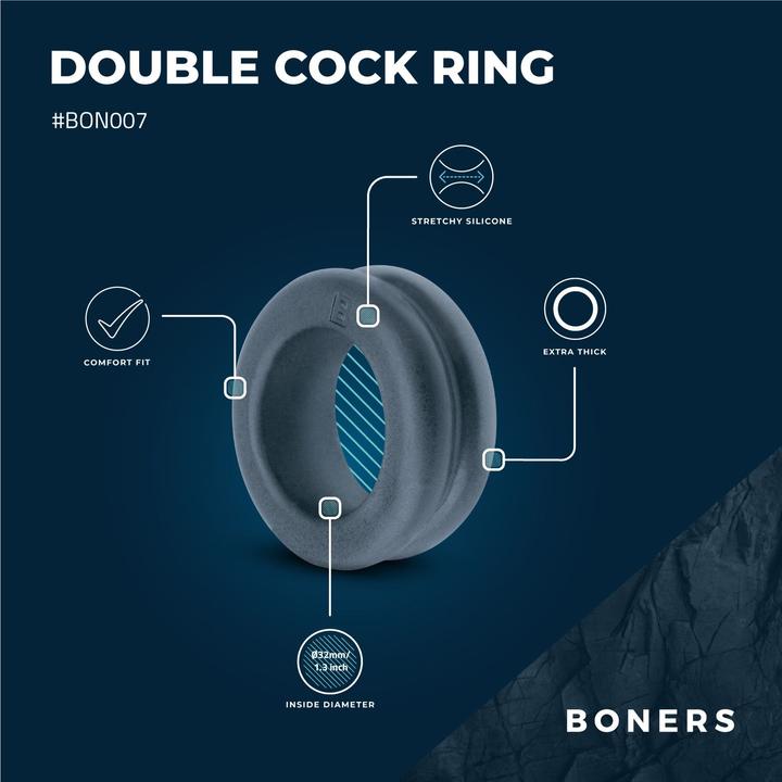 Actual product image Boners Ribbed Cock Ring (2 cm)