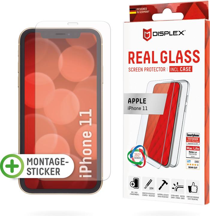 Produktbild Displex Real Glass, 2D Panzerglas + Handyhülle (1 Stück, Apple iPhone 11)