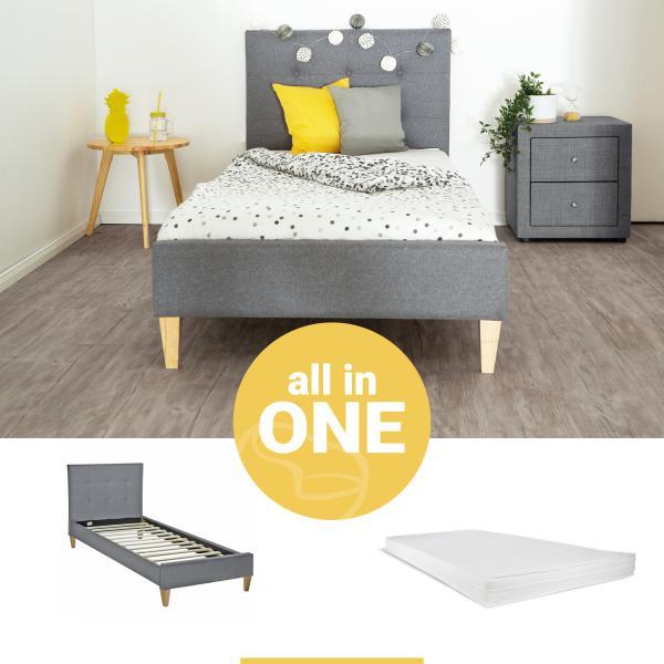 Produktbild Homestyle4u Polsterbett mit Matratze und Lattenrost (90x200)