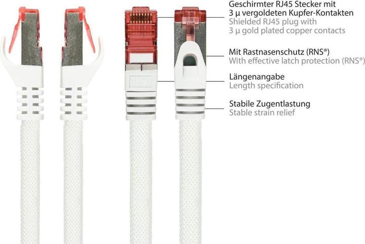 Produktbild Varia SO-37207 - Patchkabel Cat.6, S/FTP, 0,5m, weiss (S/FTP, 0.50 m)