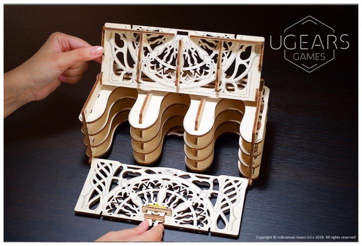 Actual product image Ugears Card holder mechanical wooden device for tabletop games