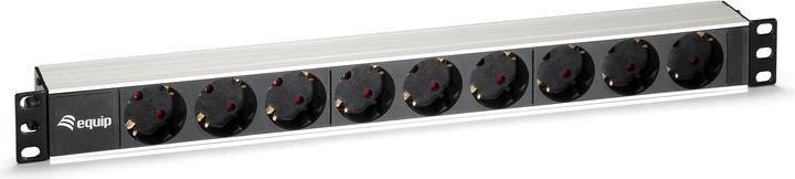 Actual product image equip Power strip 9-way Schuko 180cm cable aluminum version 1U (9 x, CEE 7/4, 1.80 m)