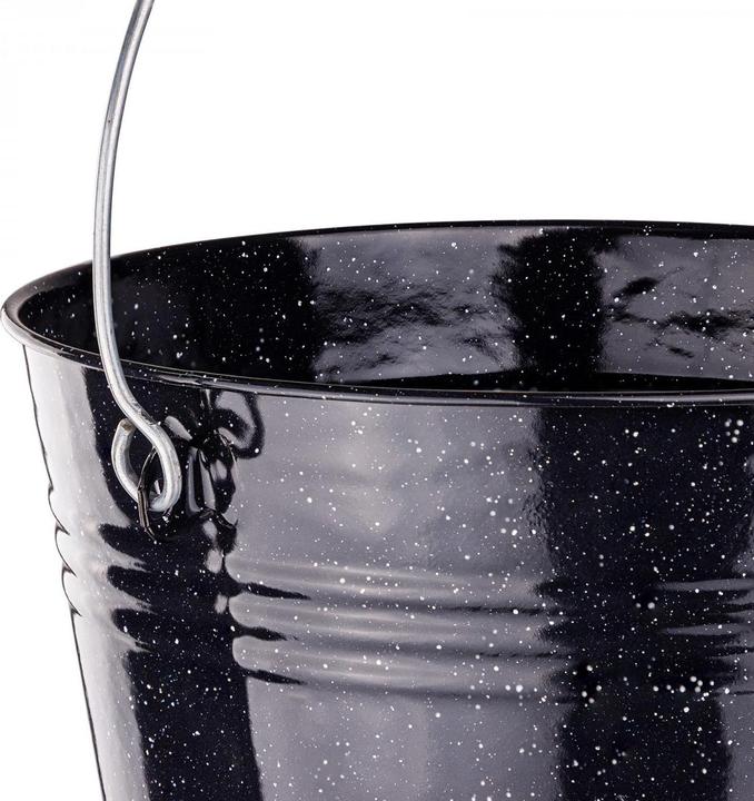 Produktbild Dema Emaille Kamin Ascheeimer Kohleneimer Eimer 10 L schwarz emailliert Holz Henkel