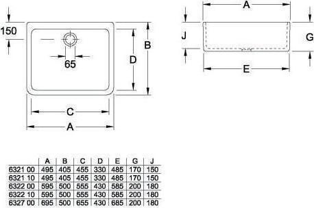 Actual product image Villeroy & Boch V&B Sink O.NOVO 495x170x400mm white (Fitted sink, 40 cm, 49.50 cm)