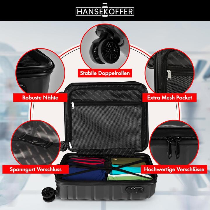 Actual product image Hansekoffer Hartschalenkoffer mit Rollen und Zahlenschloss (70 l, M (50 - 90l))