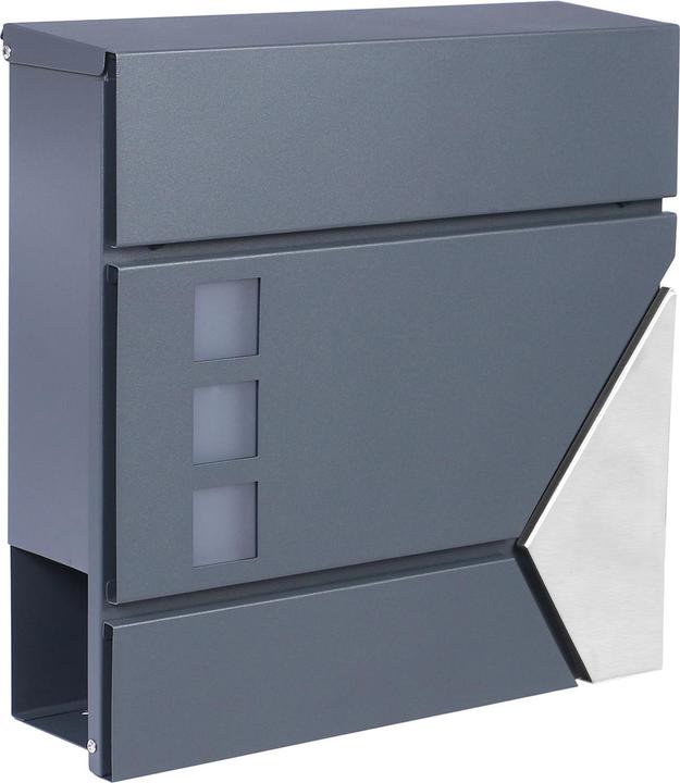 Produktbild Wiltec Briefkasten V48 Anthrazit Edelstahl 370x105x370mm pulverbeschichtet Wand