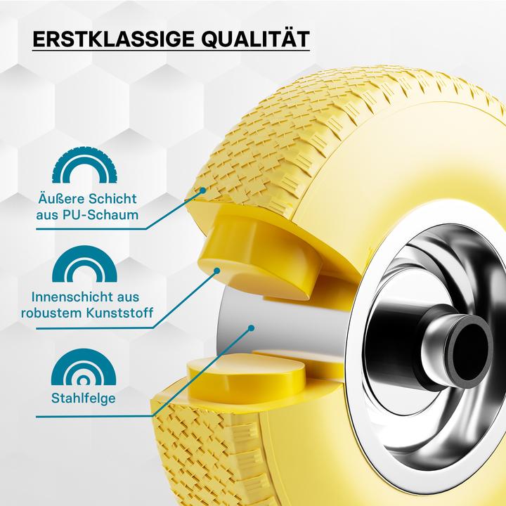 Actual product image Wiltec PU Wheel 3.00-4 260mm Solid Rubber Tyre Puncture-proof with metal Rim for Transport Aids