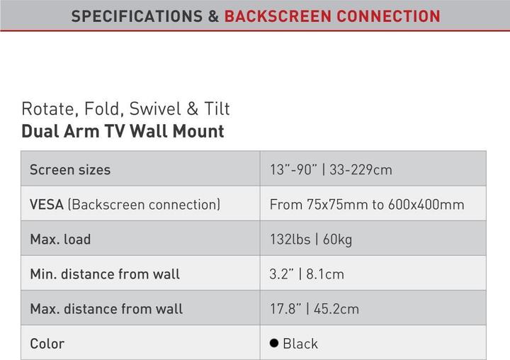 Actual product image Barkan WH 464 (Wall, 90", 60 kg)