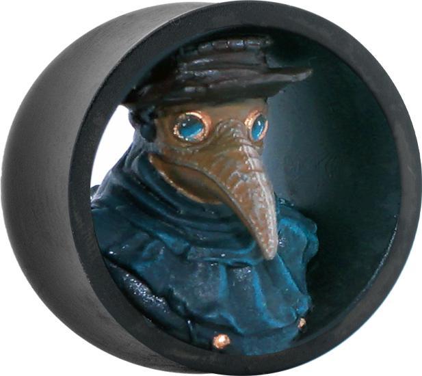 Produktbild Star Piercing Flared Tunnel schwarz Pestdoktor links (Chirurgenstahl 316L, ohne Messing)