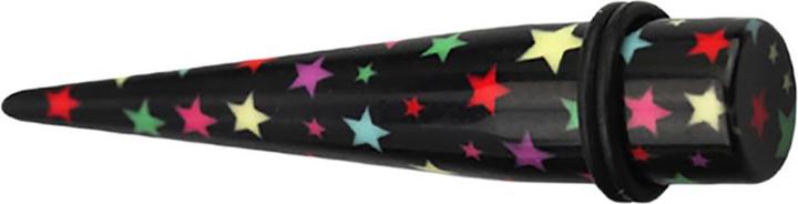 Star Piercing Expander schwarz mit Sternen (Acryl)