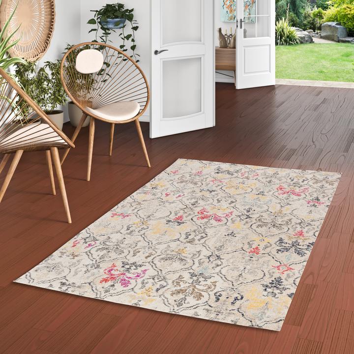Actual product image Pergamon Kurzflor Designer Teppich Modern Vintage Orient Muster (80 x 150 cm)