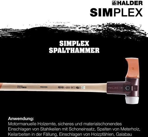 Actual product image Halder Splitting hammer super plastic Simplex Ø 60 mm, hickory handle & malleable cast iron body (4100 g)