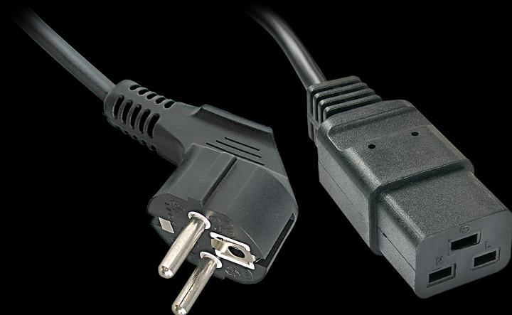 Actual product image Lindy 2m Schuko to IEC C19 power cable for IEC cold appliance connections up to 16A (2 m)
