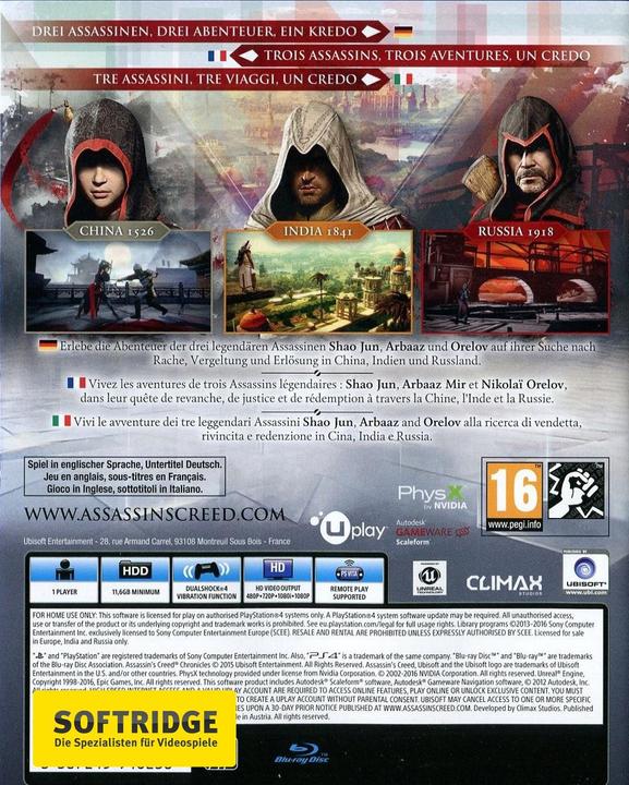 Image du produit Ubisoft Assassin's Creed Chronicles Trilogy Pack (Chine, Inde, Russie) (PS4, Multilingue)