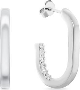 Produktbild Brilio Silver - Elegant silver oval earrings with zircons EA992W