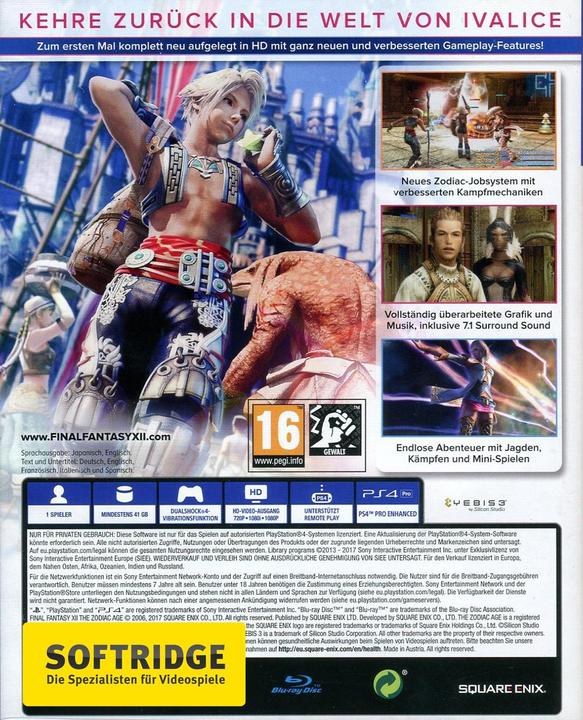 Image du produit Square Enix Final Fantasy 12 : The Zodiac Age (PS4)
