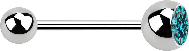 Produktbild Star Piercing Micro Barbell silber mit Kugel und Kugel Kristall aqua (Chirurgenstahl 316L, ohne Messing)