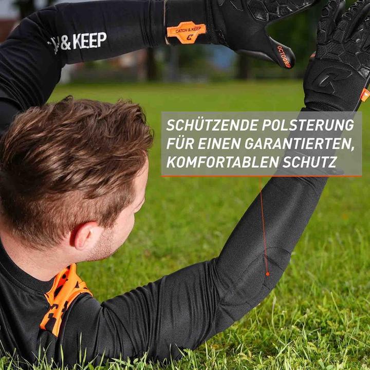 Produktbild Catch & Keep Trikot Protection Torwarttrikot Gr. M Orange-Schwarz Fussball Torwart Shirt Oberteil (M)