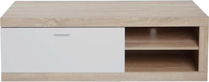 Image du produit Mendler Rack TV HWC-L33, bois 43x140x41cm Compartiment de rangement, aspect chêne, blanc