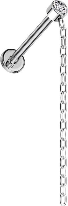 Produktbild Star Piercing Micro Labret Innengewinde silber Zylinder silber Kristall silber Anhänger Kette silber (ohne Messing, Titan G23)