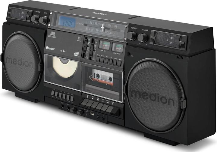 Produktbild Medion LIFE® P66538 Retro-Boombox DAB+/PLL-UKW Radio, Bluetooth® 5.3 für das Abspielen von Smartphone & Co (FM, DAB+, Bluetooth)