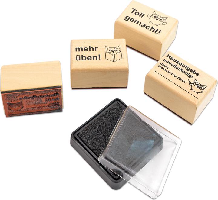 Immagine prodotto Betzold Timbri per i compiti, 4 pezzi in un set, incl. tampone d'inchiostro