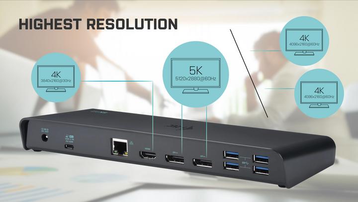 Immagine prodotto i-tec Dock USB 3.0 / USB-C Triple 4K (USB-C, 5 Porti)