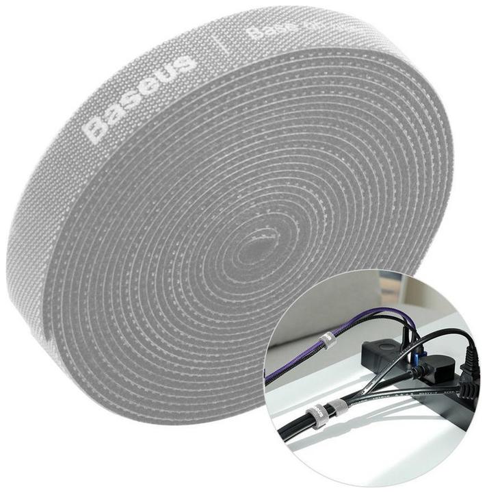 Immagine prodotto Baseus Cinghie in velcro a cerchio arcobaleno da 3 m, grigio (Foro cavo, 300 cm)