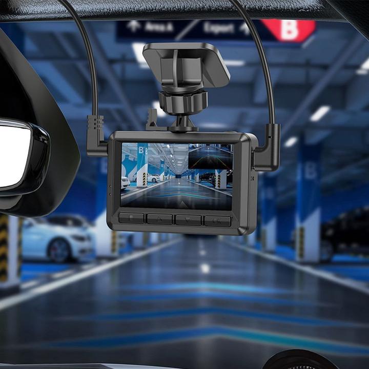 Actual product image Hoco Headphone with microphone car camera with screen 2,45" + rear camera 1080P/30fps DV3 black (Built-in display, Bluetooth, Night vision, Built-in microphone, Full HD)