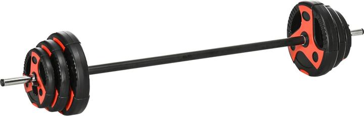 Produktbild Homcom Langhantel-Set 20 kg, inkl. 6 Hantelscheiben, rutschfeste Stange, schwarz+rot (2 x 5 kg)