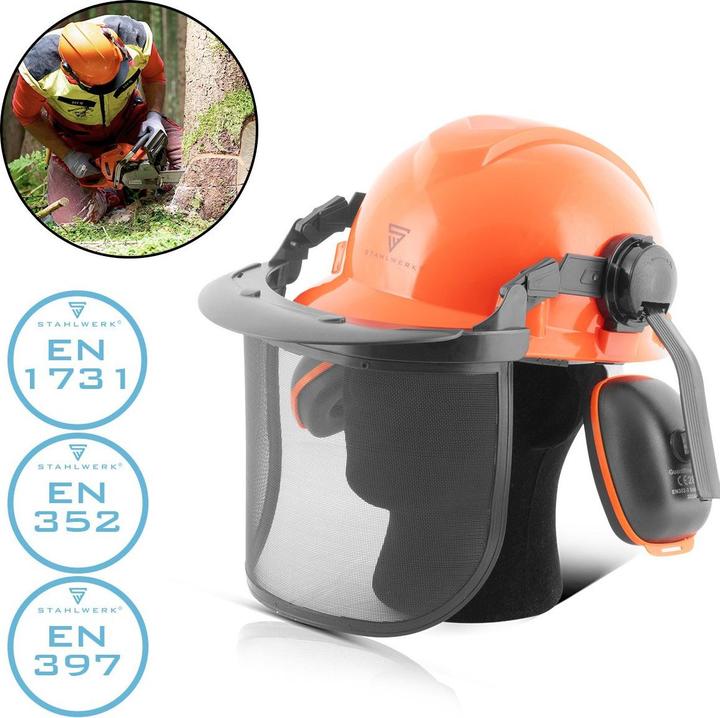 Actual product image Stahlwerk Forest helmet FH-100 ST with visor and hearing protection EN397 EN352 EN1731 (52 - 66 cm)