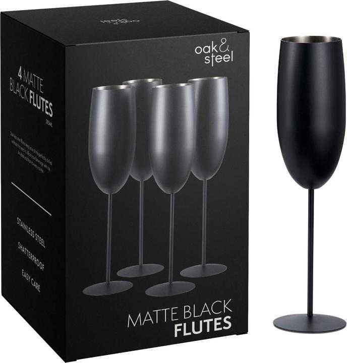 Actual product image Oak & Steel 4 Stainless Steel Champagne Glasses Gift Set (28.50 cl, 4 Glasses, Champagne glasses)
