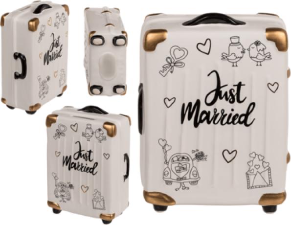 Out of the blue Spardose Trolley Koffer Just Married