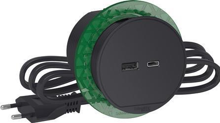Actual product image Schneider Electric Bord stikkontakt enkelt med USB A/C koksgrå