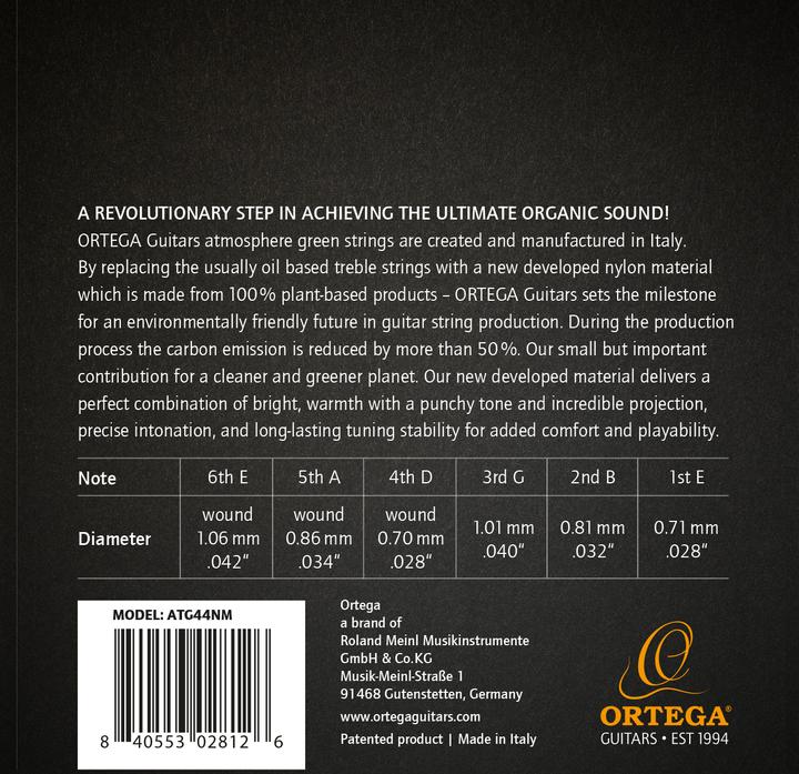 Actual product image Ortega Nylon strings guitar - medium tension - organic (Guitar)