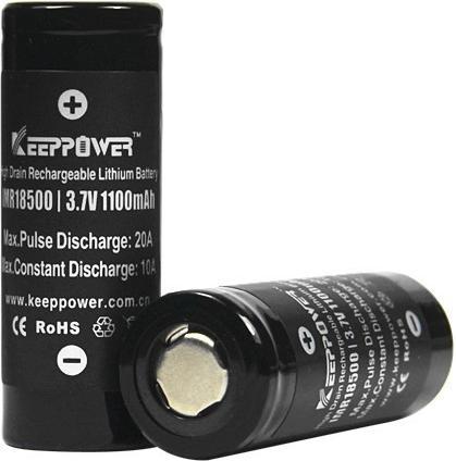 Actual product image Keeppower Akku IMR18500 - (10A) Li-Ion-Akku (1 pcs., 18500, 1100 mAh)