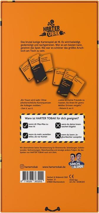 Actual product image Simon & Jan Hard Tobacco ROAST, Mobbing Edition (German)