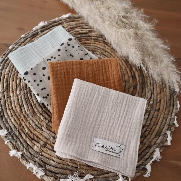 Baby-Nest Mulltücher 4er Set aus Premium Musselin Caramelo