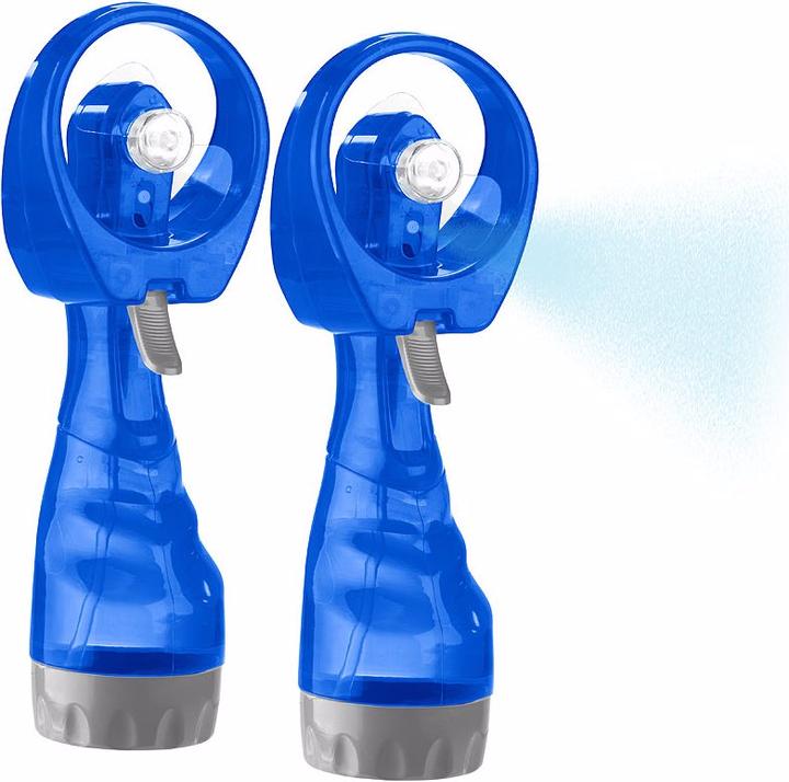 Image du produit Pearl Lot de 2 ventilateurs manuels avec vaporisateur d'eau, réservoir d'eau de 300 ml chacun