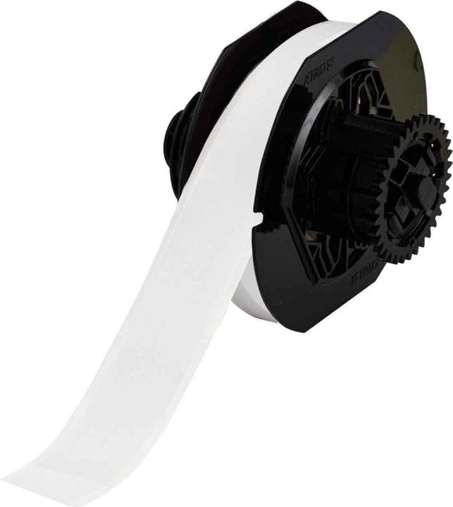 Actual product image Brady B30C-1125-581-WT, vinyl, white, glossy, 28.58 mm x 30.48 m, removable, endless