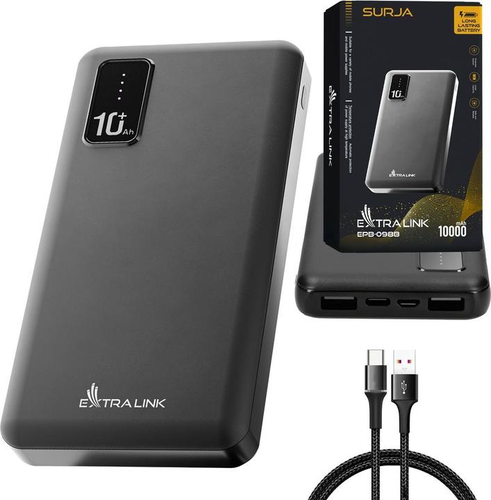 Image du produit Extralink EPB-098B power bank Lithium Polymer (LiPo) Black (10000 mAh, 37 Wh)
