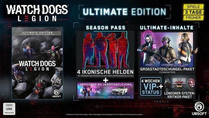 Produktbild Ubisoft Watch Dogs: Legion - Ultimate Edition (PS4, DE)