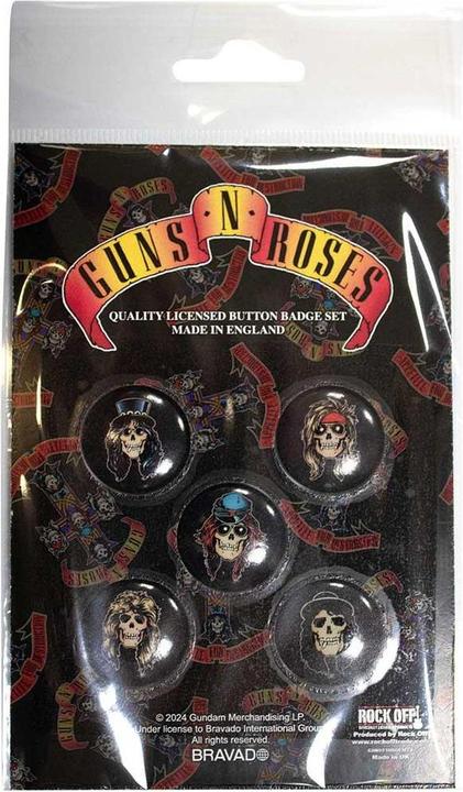 Guns N Roses Abzeichen Appetite Skulls 5erPack Kunststoff Metall