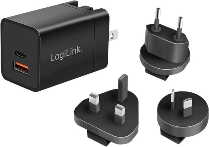 Produktbild LogiLink USB-Steckdosenreiseadapter, 1x USB-A, 1x USB-C, GaN-Technologie, 30 W (30 W)
