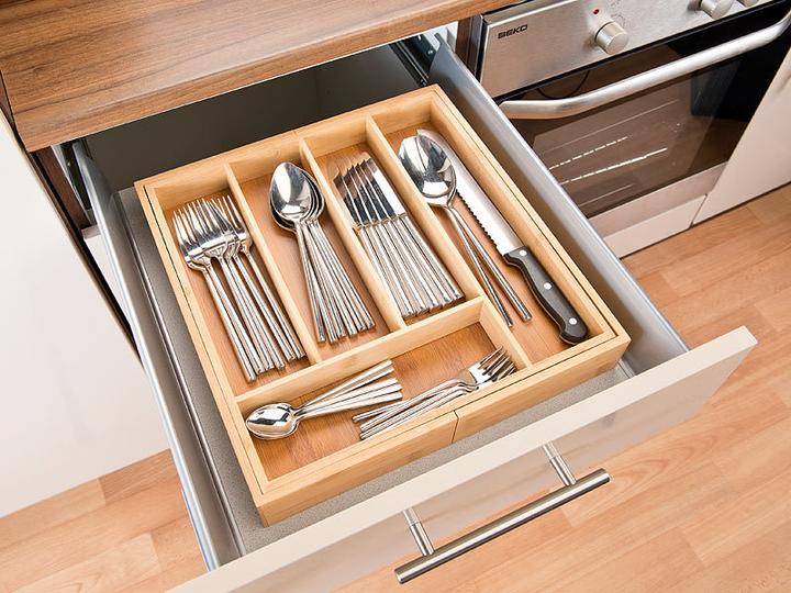Produktbild Rosenstein & Söhne 2er-Set variable Bambus-Besteckeinsätze