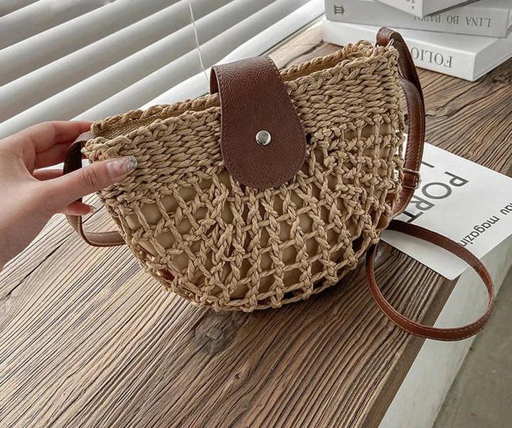 Immagine prodotto Only-Bags.Store Estate in paglia Ba Fashion Half Circle Bags Rattan Handmade Messenger Handbag Travel Beach Bags