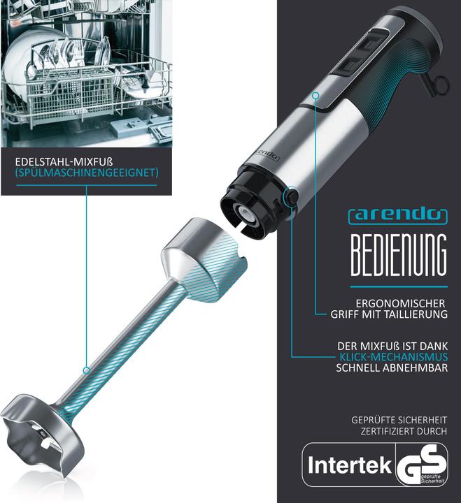 Produktbild Arendo Edelstahl Stabmixer 1000 W