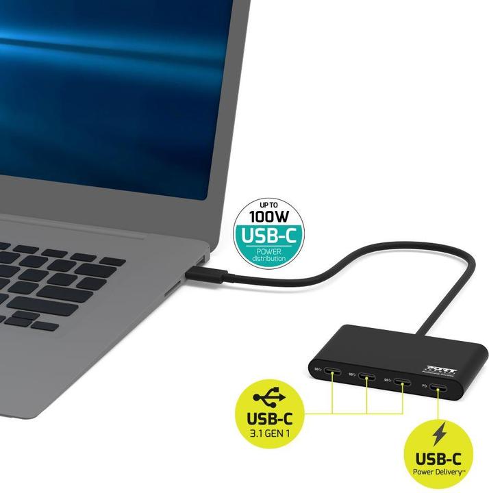 Image du produit Port Designs USB HUB TYPE C - 4 PORTS TYPE C - PD 100W (USB-C, 5 Ports)
