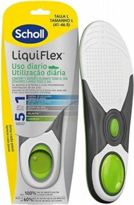 Actual product image Scholl LiquiFlex Daily Support Insoles Men's Footwear Size 7-11.5 Memory Foam Arch Support