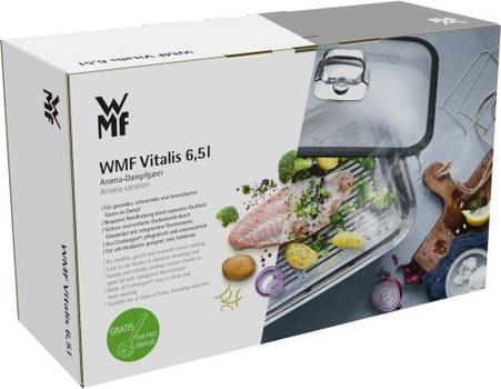 Produktbild WMF Dampfgarer Bräter 6,5l Glasdeckel Garblech Vitalis Aroma Edelstahl Induktion (Bräter + Schmortopf, Edelstahl)